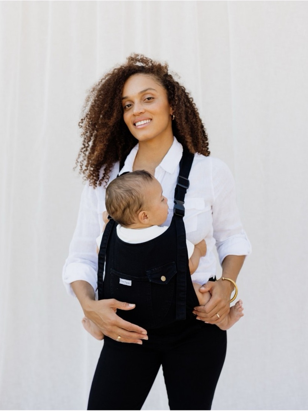 Black Mumsie Overalls in Jetset
